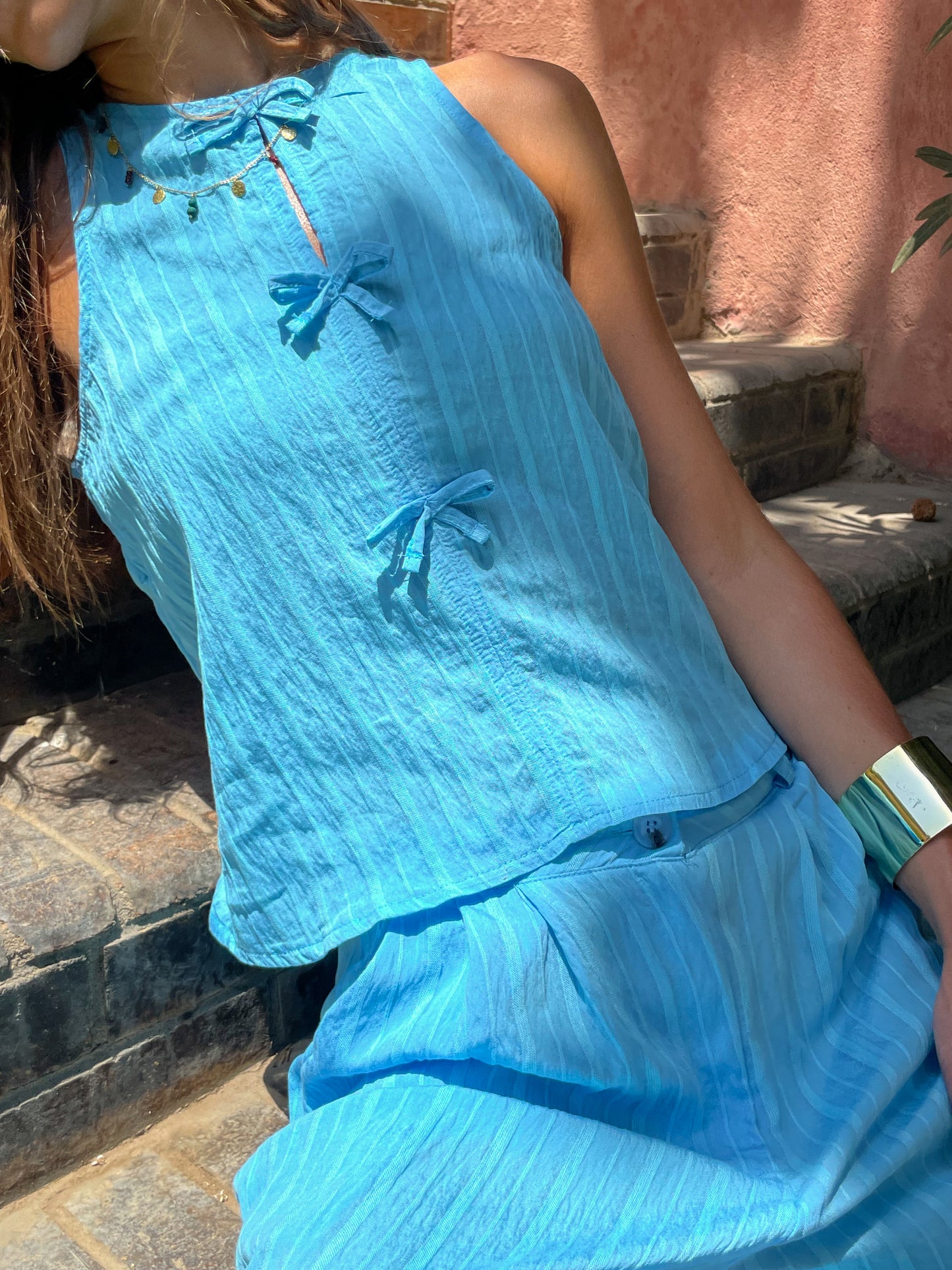Cyan Striped Set