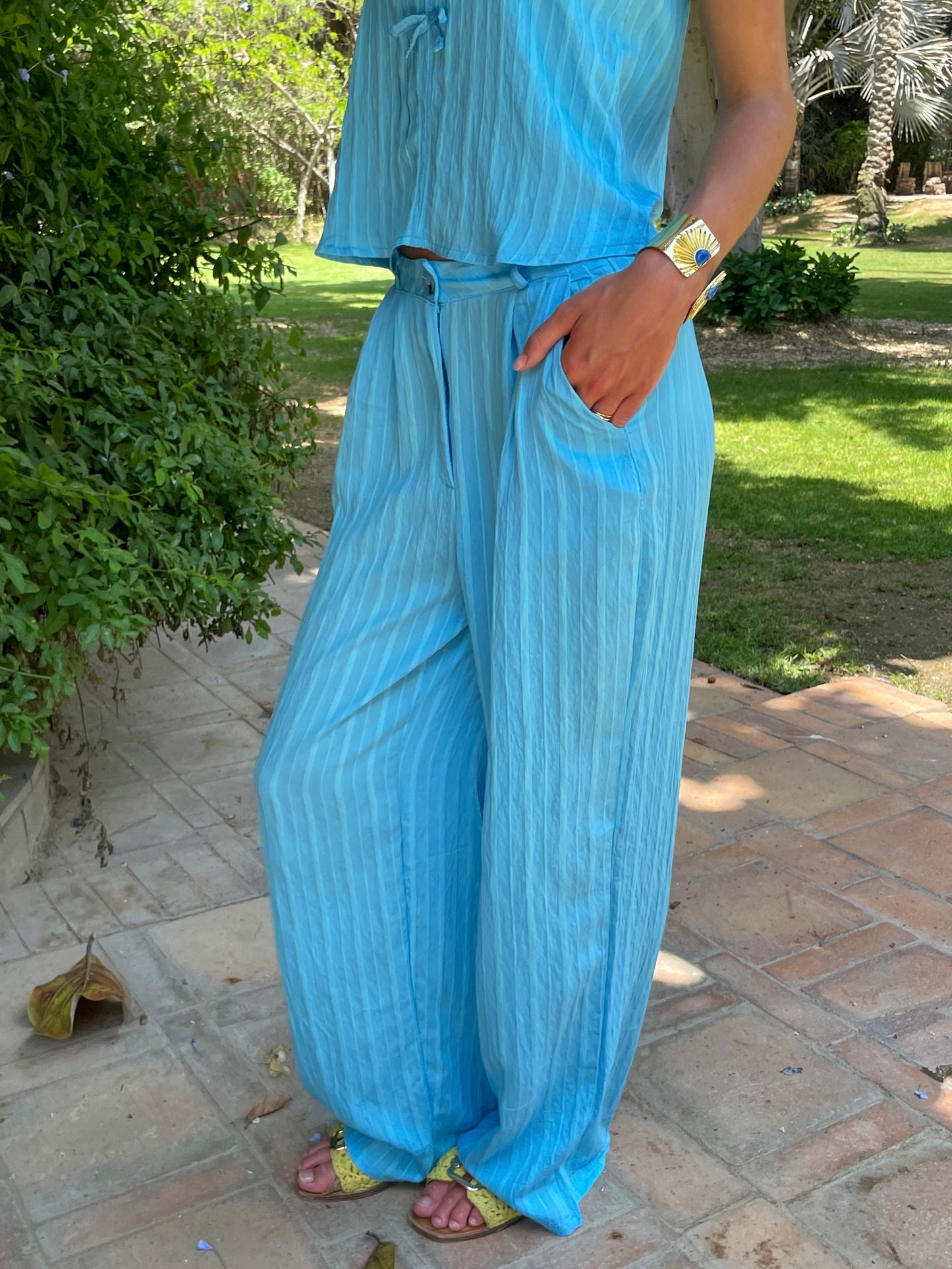 Cyan Striped Set