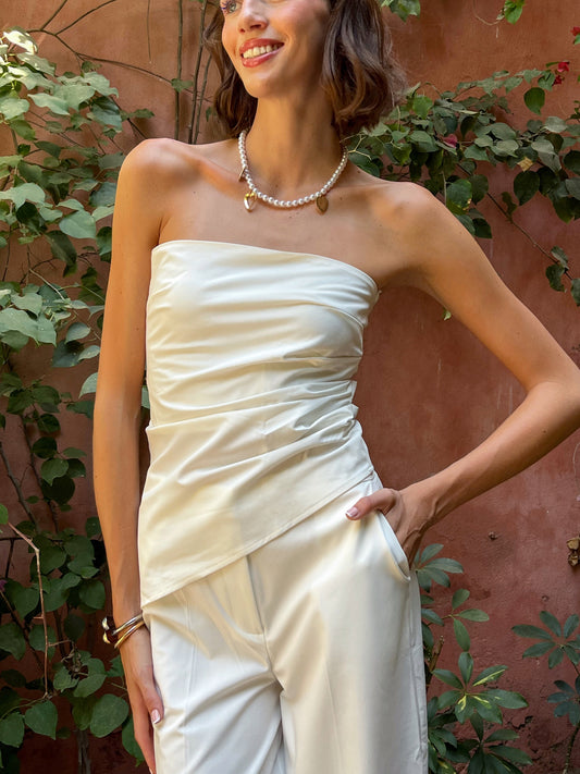 Vasia Asymmetrical Off-white Top