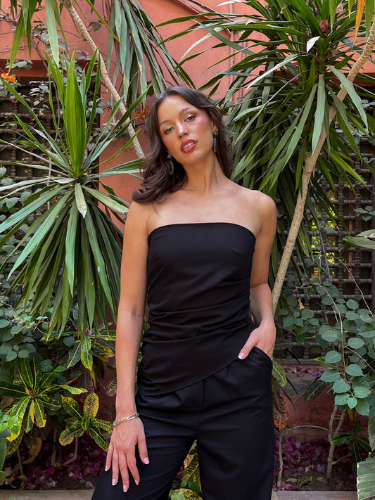 Vasia Asymmetrical Black Top